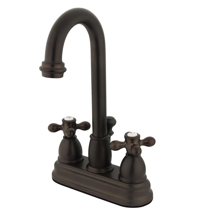 Kingston Brass KB3615AX Restoration Double-Handle 4" Centerset Bathroom Faucet with Pop-Up Drain, Oil Rubbed Bronze