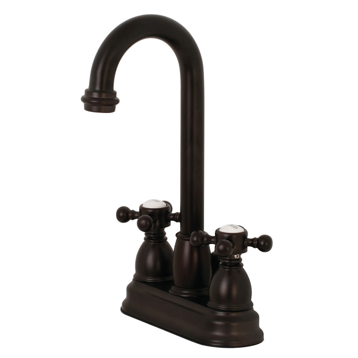 Kingston Brass KB3615BX Vintage Double-Handle 4" Centerset Bathroom Faucet with Pop-Up Drain, Oil Rubbed Bronze