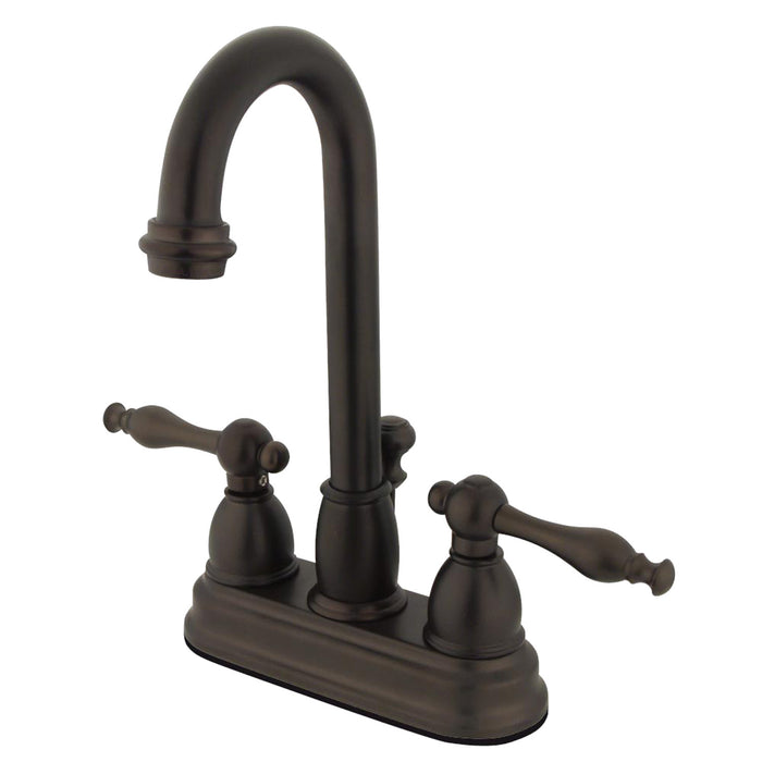 Kingston Brass KB3615NL Vintage Double-Handle 4" Centerset Bathroom Faucet with Pop-Up Drain, Oil Rubbed Bronze