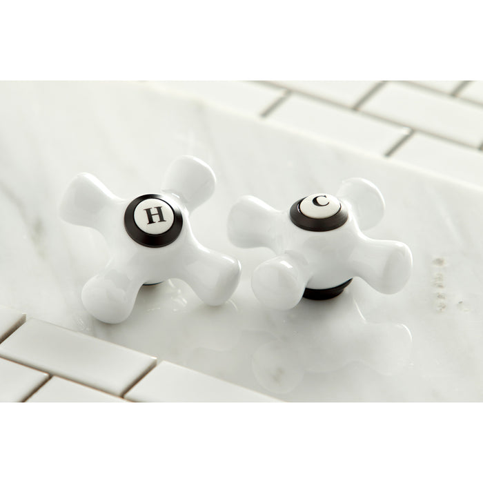 Kingston Brass KB3615PX Restoration Double-Handle 4" Centerset Bathroom Faucet with Pop-Up Drain, Oil Rubbed Bronze