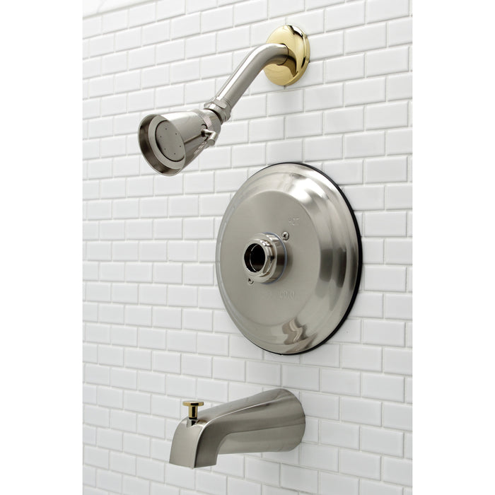Kingston Brass KB3639TLH Pressure Balanced Tub and Shower Faucet, Trim Only without Handle, Brushed Nickel/Polished Brass