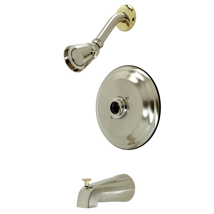 Kingston Brass KB3639TLH Pressure Balanced Tub and Shower Faucet, Trim Only without Handle, Brushed Nickel/Polished Brass