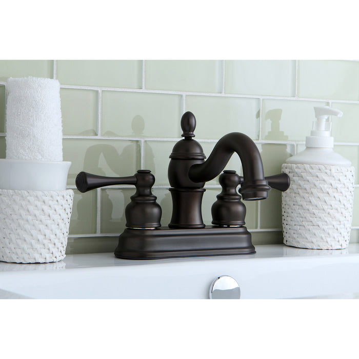 Kingston Brass KB3905BL Vintage Double-Handle 4" Centerset Bathroom Faucet with Pop-Up Drain, Oil Rubbed Bronze