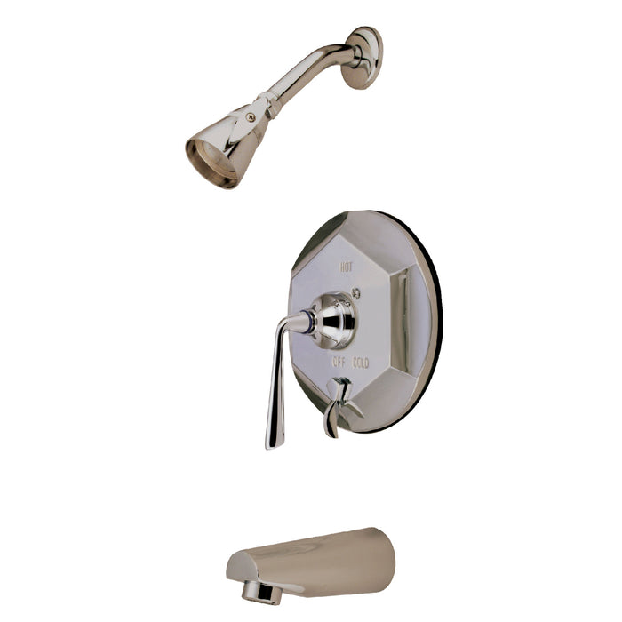 Kingston Brass KB46380ZL Silver Sage Single-Handle Pressure Balanced Tub and Shower Faucet, Brushed Nickel