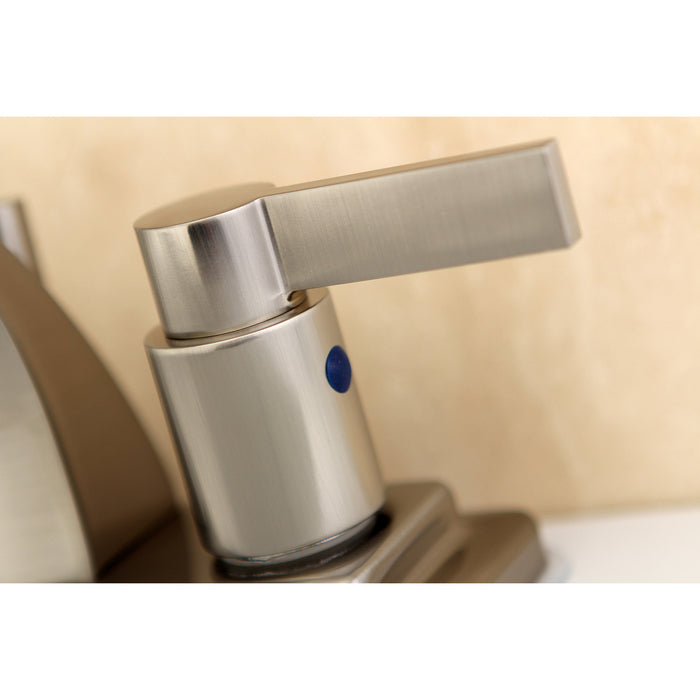 Kingston Brass KB4648NDL NuvoFusion Double-Handle 4" Centerset Bathroom Faucet with Pop-Up Drain, Brushed Nickel