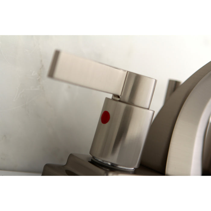 Kingston Brass KB4648NDL NuvoFusion Double-Handle 4" Centerset Bathroom Faucet with Pop-Up Drain, Brushed Nickel