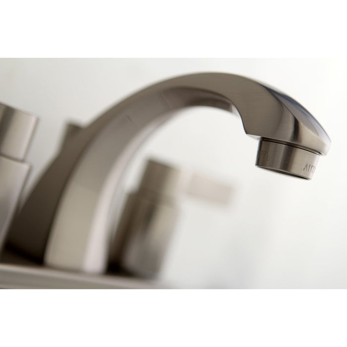 Kingston Brass KB4648NDL NuvoFusion Double-Handle 4" Centerset Bathroom Faucet with Pop-Up Drain, Brushed Nickel
