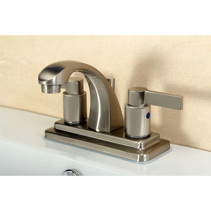 Kingston Brass KB4648NDL NuvoFusion Double-Handle 4" Centerset Bathroom Faucet with Pop-Up Drain, Brushed Nickel
