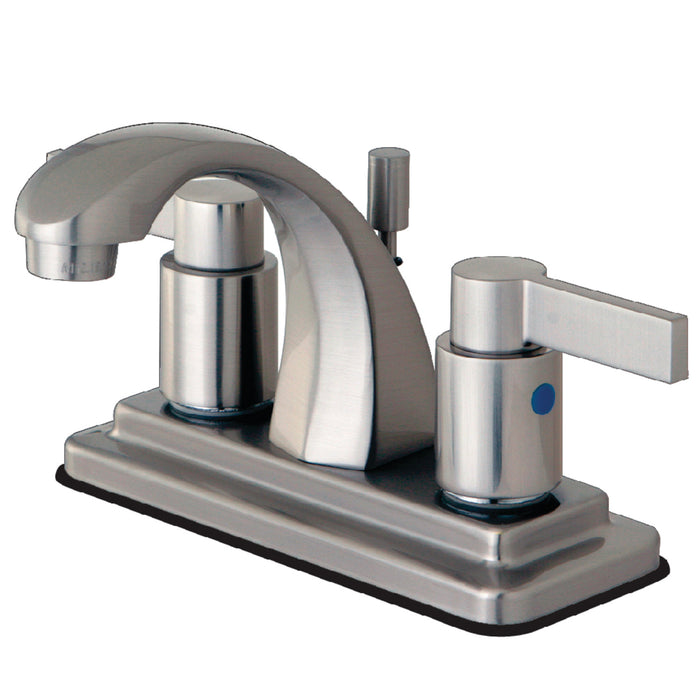 Kingston Brass KB4648NDL NuvoFusion Double-Handle 4" Centerset Bathroom Faucet with Pop-Up Drain, Brushed Nickel