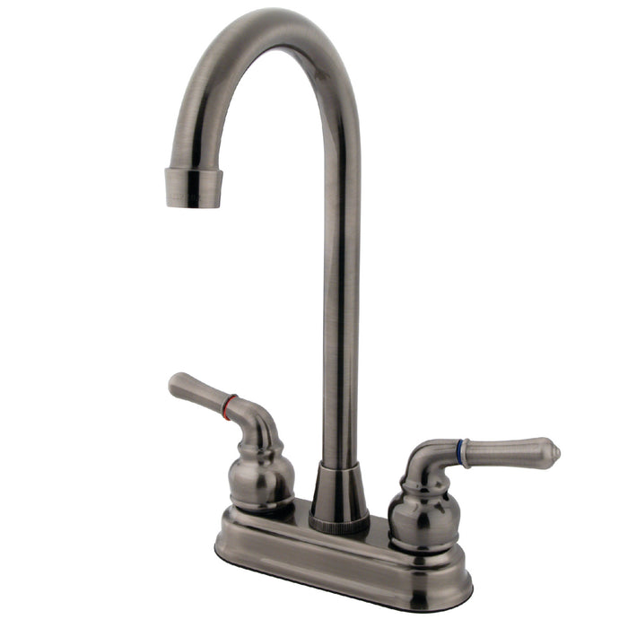 Kingston Brass KB493 Magellan Double-Handle 4" Centerset Bar Faucet, Black Stainless