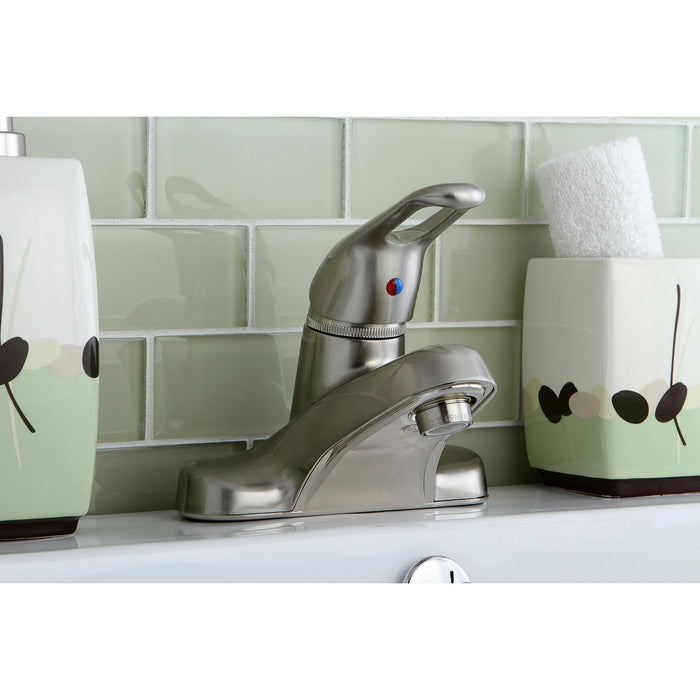 Kingston Brass KB518B Wyndham Single-Handle 4" Centerset Bathroom Faucet with Brass Pop-Up, Brushed Nickel