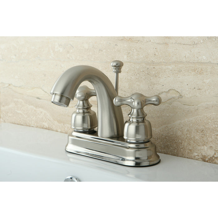 Kingston Brass KB5618AX 4 in. Centerset Bathroom Faucet, Brushed Nickel