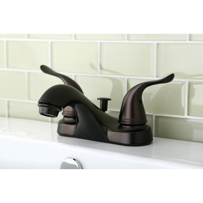 Kingston Brass KB5625YL Yosemite Double-Handle 4" Centerset Bathroom Faucet with Pop-Up Drain, Oil Rubbed Bronze