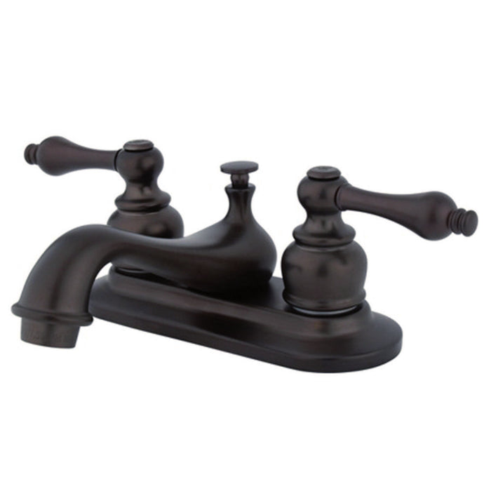 Kingston Brass KB605ALB Restoration Double-Handle 4" Centerset Bathroom Faucet with Brass Pop-Up, Oil Rubbed Bronze