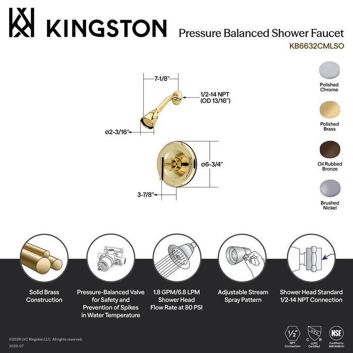 Kingston Brass KB6635CMLSO Manhattan Single-Handle Pressure Balanced Shower Faucet, Oil Rubbed Bronze