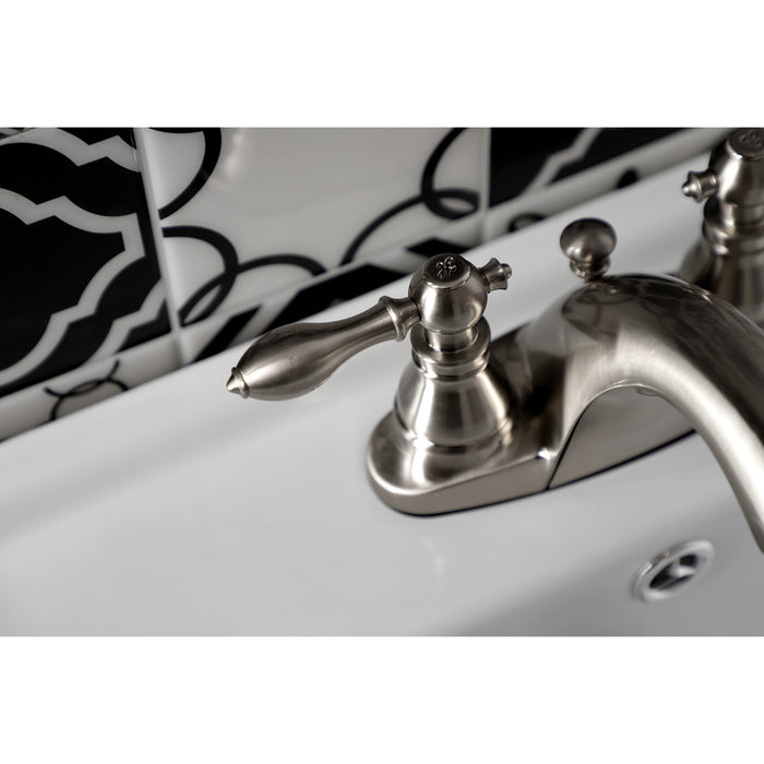 Kingston Brass KB7648ACL American Classic Double-Handle 4" Centerset Bathroom Faucet with Pop-Up Drain, Brushed Nickel