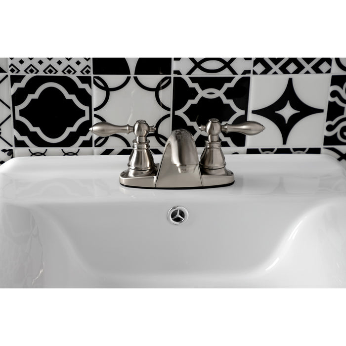 Kingston Brass KB7648ACL American Classic Double-Handle 4" Centerset Bathroom Faucet with Pop-Up Drain, Brushed Nickel