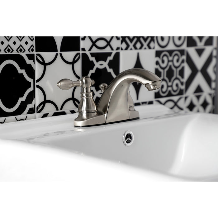 Kingston Brass KB7648ACL American Classic Double-Handle 4" Centerset Bathroom Faucet with Pop-Up Drain, Brushed Nickel