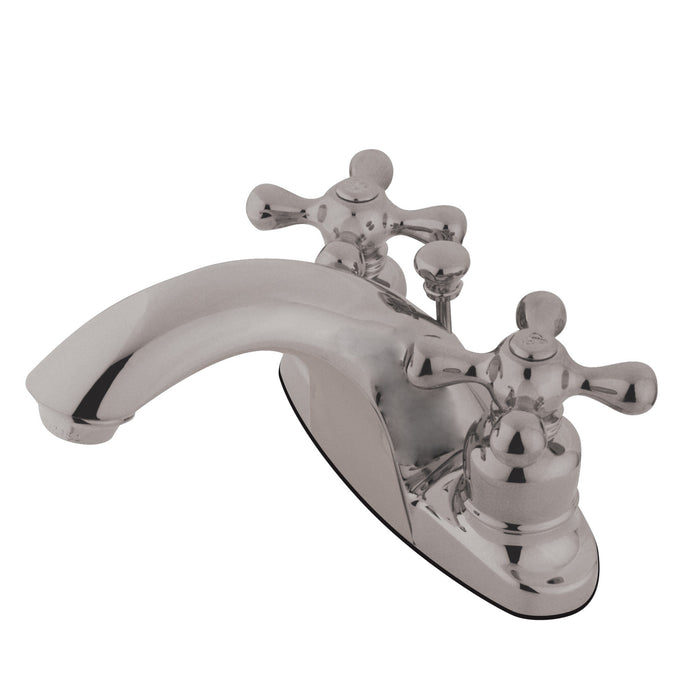 Kingston Brass KB7648AX English Country Double-Handle 4" Centerset Bathroom Faucet with Pop-Up Drain, Brushed Nickel