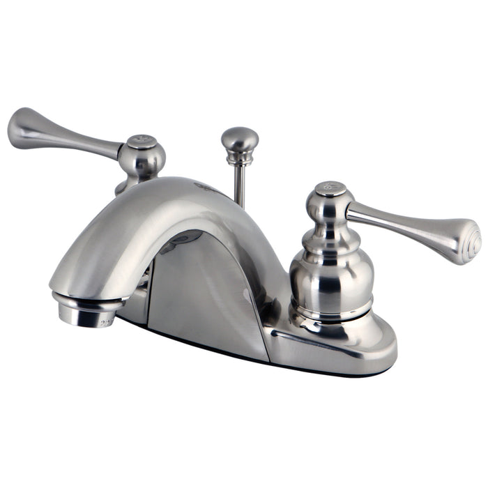 Kingston Brass KB7648BL English Country Double-Handle 4" Centerset Bathroom Faucet with Pop-Up Drain, Brushed Nickel