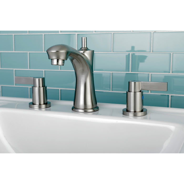 Kingston Brass KB7968NDL NuvoFusion Widespread Bathroom Faucet with Pop-Up Drain, Brushed Nickel