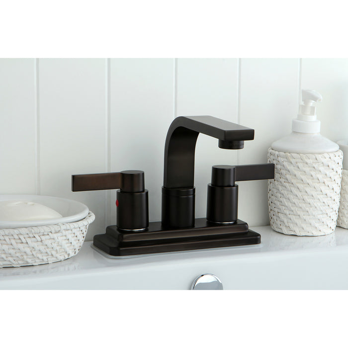 Kingston Brass KB8465NDL NuvoFusion Double-Handle 4" Centerset Bathroom Faucet with Push-Up Pop-Up, Oil Rubbed Bronze