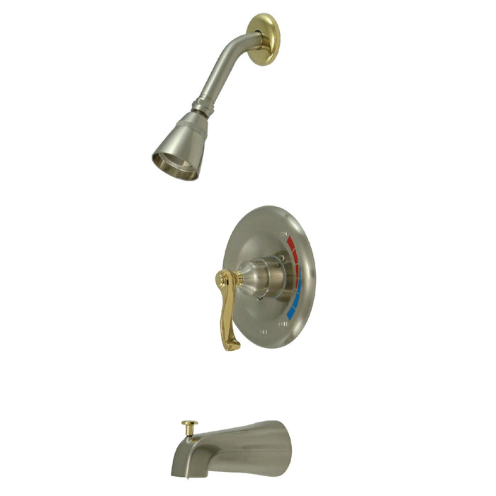 Kingston Brass KB8639FL Royale Single-Handle Pressure Balanced Tub and Shower Faucet, Brushed Nickel/Polished Brass