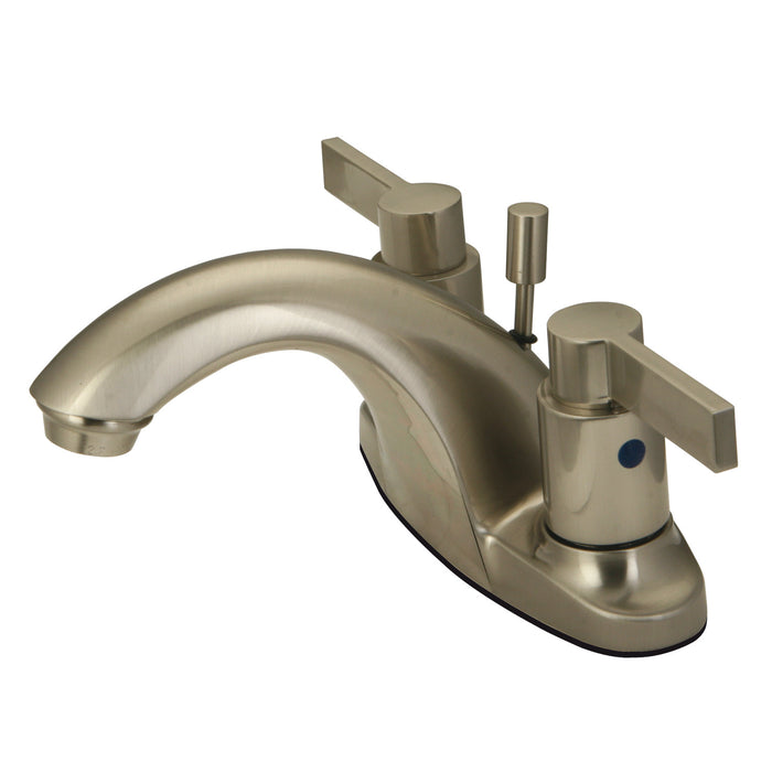 Kingston Brass KB8648NDL NuvoFusion Double-Handle 4" Centerset Bathroom Faucet with Pop-Up Drain, Brushed Nickel