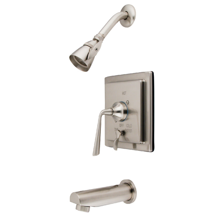 Kingston Brass KB86580ZL Silver Sage Single-Handle Pressure Balanced Tub and Shower Faucet, Brushed Nickel