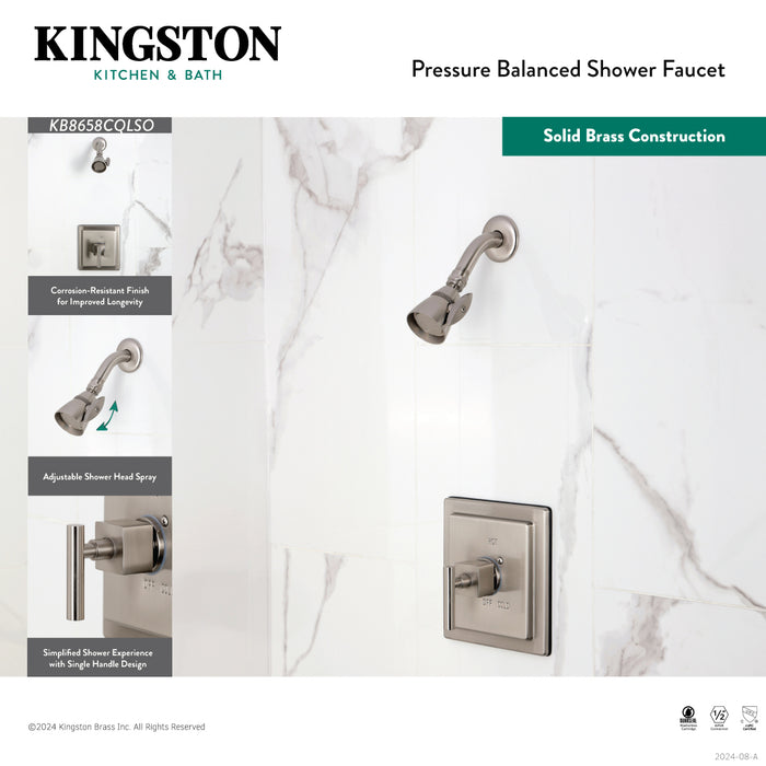 Kingston Brass KB8658CQLSO Claremont Single-Handle Pressure Balanced Shower Faucet, Brushed Nickel