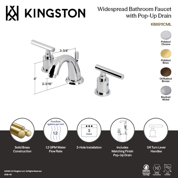 Kingston Brass KB8915CML Manhattan Widespread Bathroom Faucet with Pop-Up Drain, Oil Rubbed Bronze