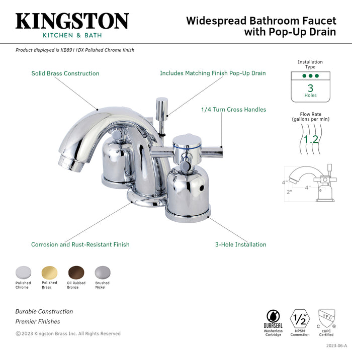 Kingston Brass KB8915DX Concord Widespread Bathroom Faucet with Retail Pop-Up Drain, Oil Rubbed Bronze