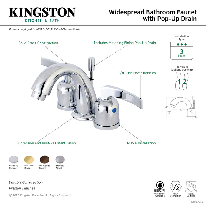 Kingston Brass KB8915EFL Centurion Widespread Bathroom Faucet with Retail Pop-Up Drain, Oil Rubbed Bronze