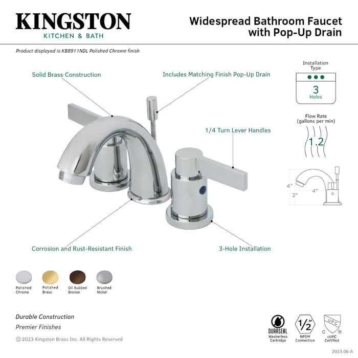 Kingston Brass KB8915NDL NuvoFusion Widespread Bathroom Faucet, Oil Rubbed Bronze