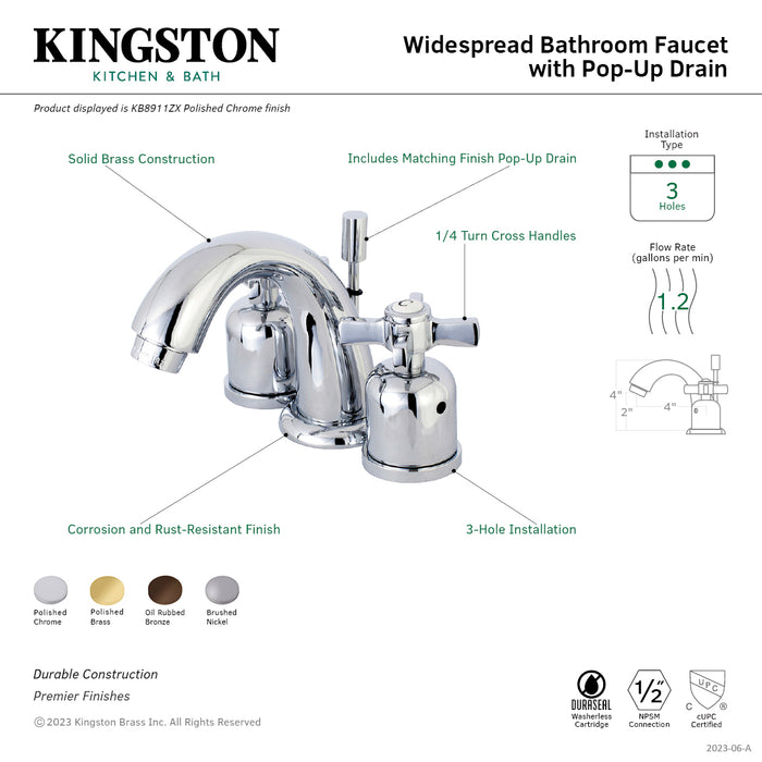 Kingston Brass KB8915ZX Millennium Widespread Bathroom Faucet with Retail Pop-Up Drain, Oil Rubbed Bronze