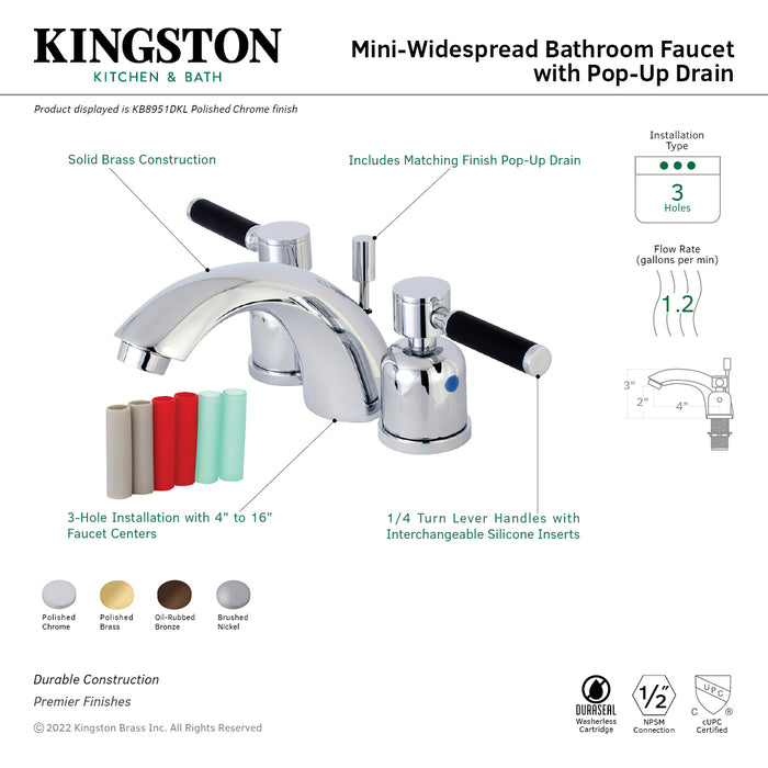 Kingston Brass KB8955DKL Kaiser Mini-Widespread Bathroom Faucet with Pop-Up Drain, Oil Rubbed Bronze