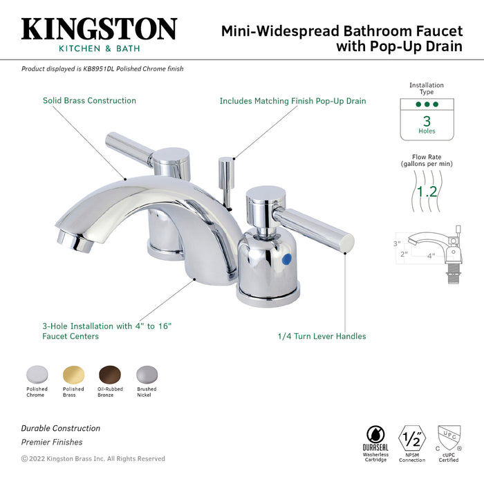 Kingston Brass KB8955DL Concord Mini-Widespread Bathroom Faucet with Pop-Up Drain, Oil Rubbed Bronze