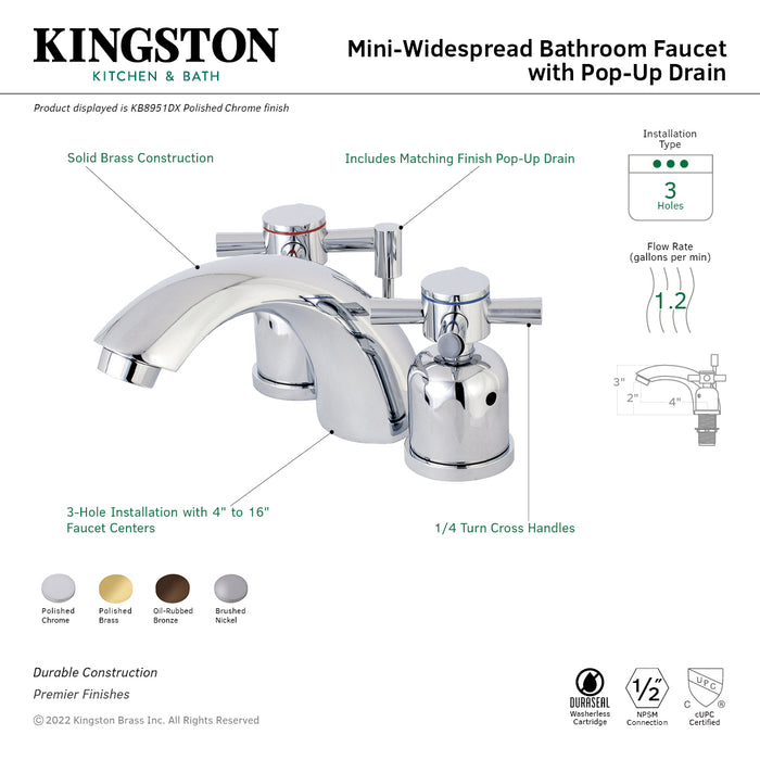 Kingston Brass KB8955DX Concord Mini-Widespread Bathroom Faucet with Pop-Up Drain, Oil Rubbed Bronze