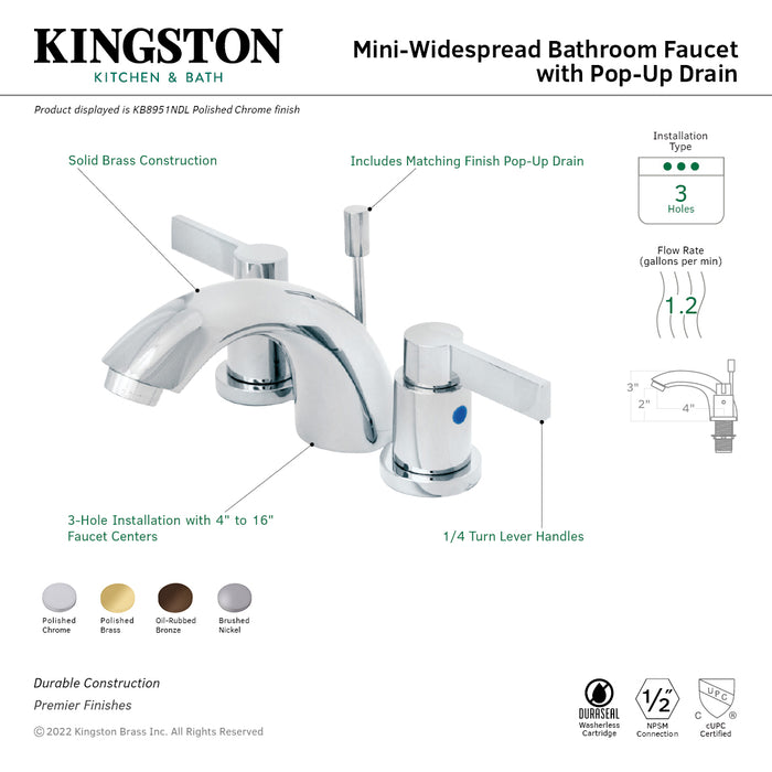 Kingston Brass KB8955NDL NuvoFusion Mini-Widespread Bathroom Faucet, Oil Rubbed Bronze