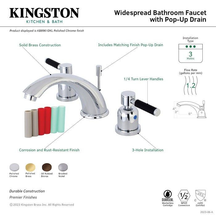 Kingston Brass KB8965DKL Kaiser Widespread Bathroom Faucet with Retail Pop-Up Drain, Oil Rubbed Bronze