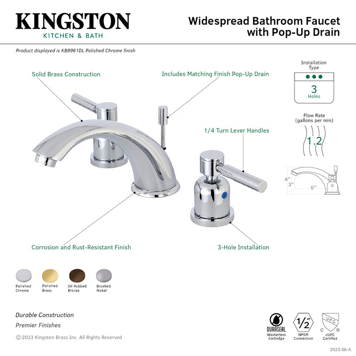 Kingston Brass KB8965DL Concord Widespread Bathroom Faucet with Retail Pop-Up Drain, Oil Rubbed Bronze