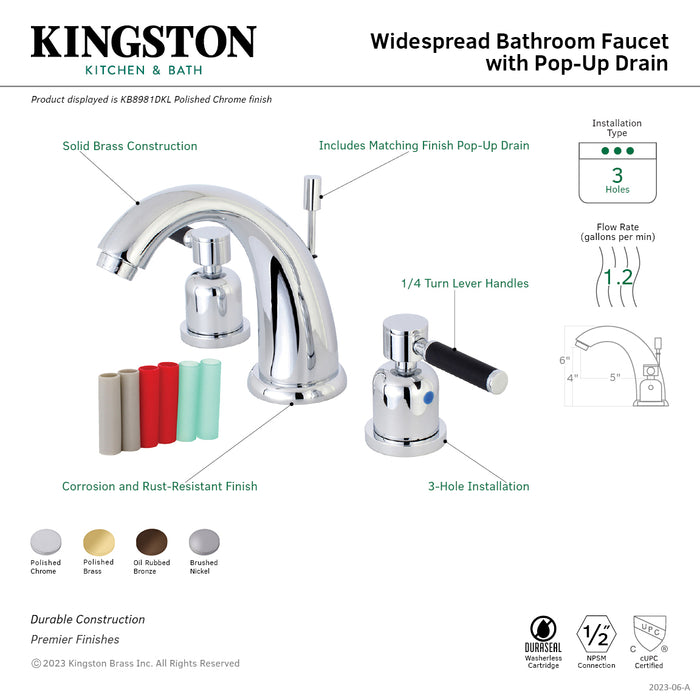 Kingston Brass KB8985DKL Kaiser Widespread Bathroom Faucet with Retail Pop-Up Drain, Oil Rubbed Bronze