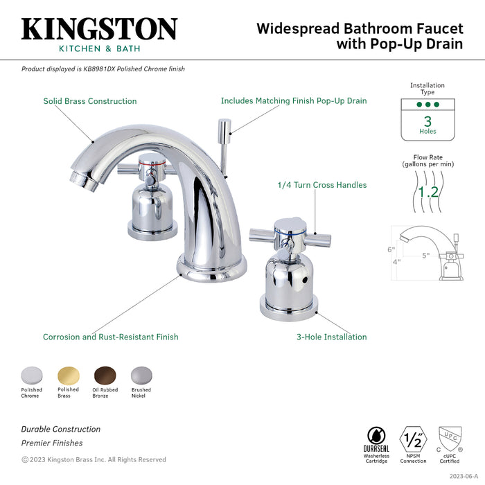 Kingston Brass KB8985DX Concord Widespread Bathroom Faucet with Retail Pop-Up Drain, Oil Rubbed Bronze