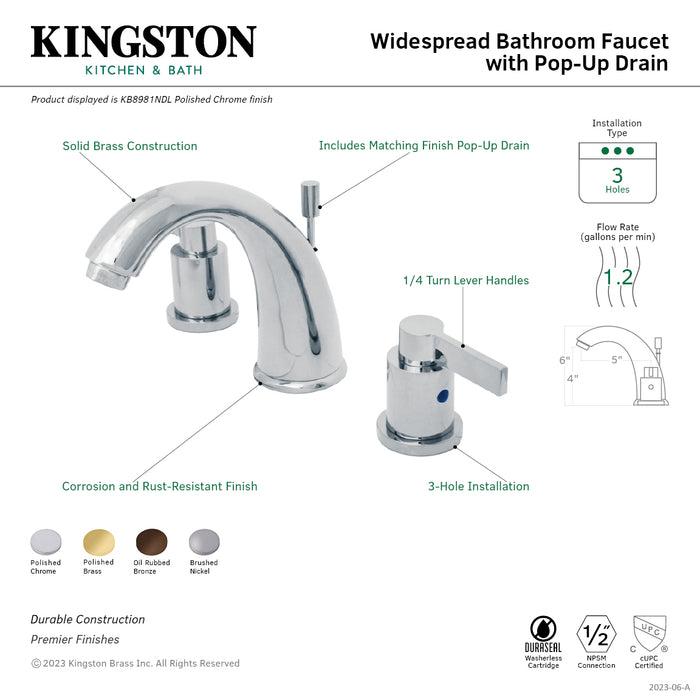 Kingston Brass KB8985NDL NuvoFusion Widespread Bathroom Faucet with Retail Pop-Up Drain, Oil Rubbed Bronze