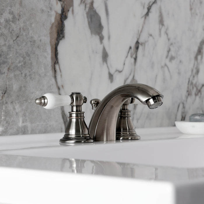 Kingston Brass KB953APL American Patriot Mini-Widespread Bathroom Faucet with Pop-Up Drain, Black Stainless