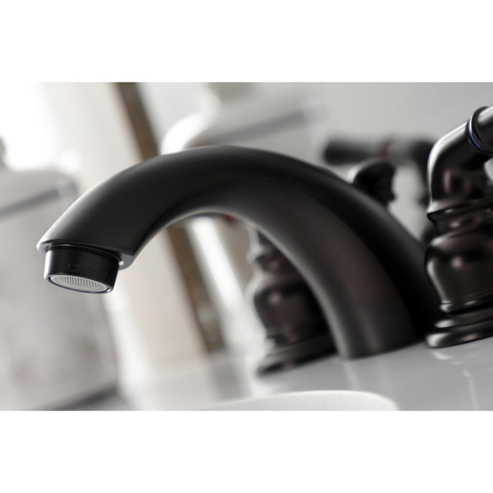 Kingston Brass KB955B Victorian Mini-Widespread Bathroom Faucet with Brass Pop-Up Drain, Oil Rubbed Bronze