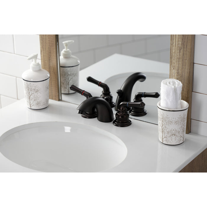 Kingston Brass KB955B Victorian Mini-Widespread Bathroom Faucet with Brass Pop-Up Drain, Oil Rubbed Bronze