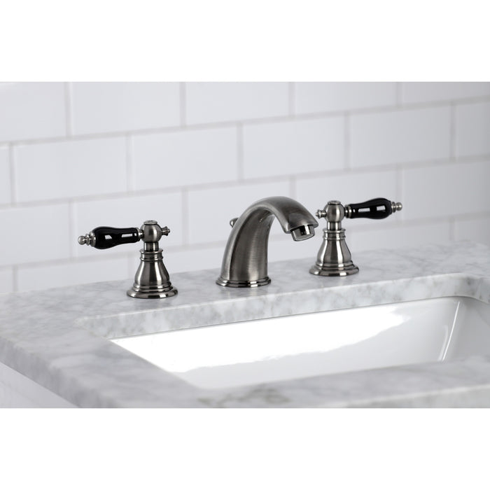 Kingston Brass KB963AKL Duchess Widespread Bathroom Faucet with Plastic Pop-Up, Black Stainless