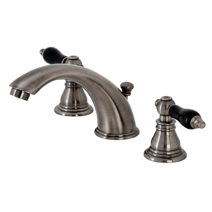 Kingston Brass KB963AKL Duchess Widespread Bathroom Faucet with Plastic Pop-Up, Black Stainless