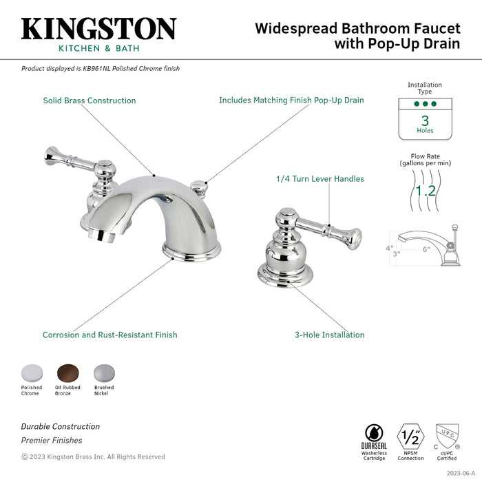 Kingston Brass KB965NL Naples Widespread Bathroom Faucet with Retail Pop-Up Drain, Oil Rubbed Bronze